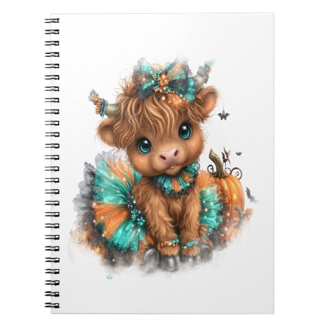 Highland Cow Farm Halloween Notebook (Front)