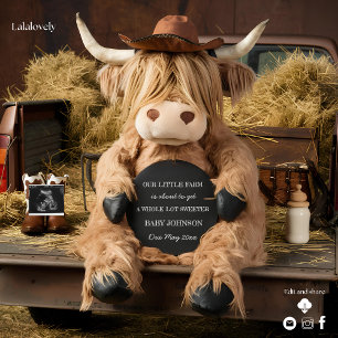 highland cow farm themed pregnancy announcement