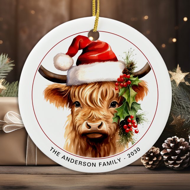 Highland Cow Festive Cute Farm Animal Christmas Ceramic Tree Decoration (Creator Uploaded)