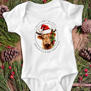 Highland Cow Festive Farm Animal Christmas Baby Bodysuit
