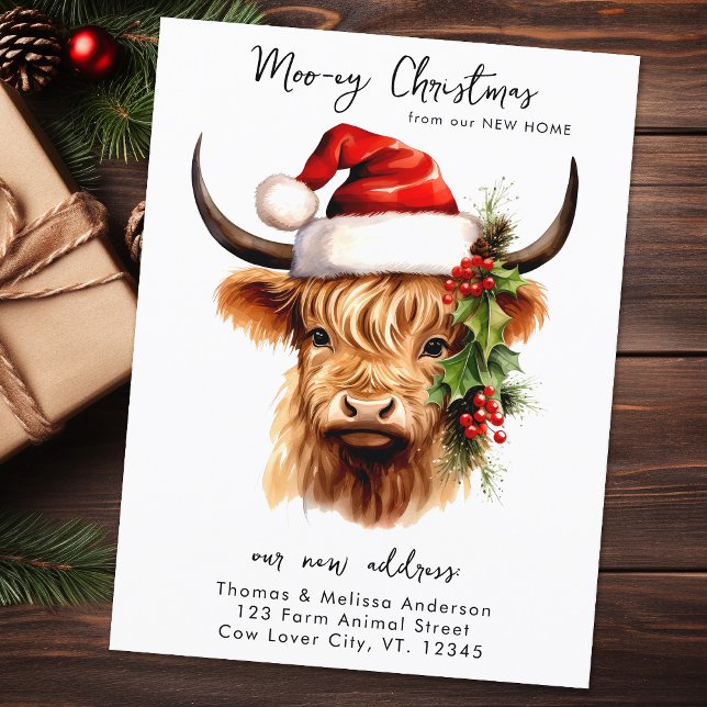 Highland Cow Festive Farm Animal Christmas Moving Postcard (Creator Uploaded)
