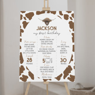 Highland Cow  First Birthday Milestone Sign