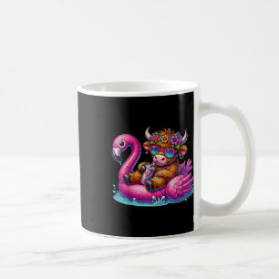 Highland Cow Flamingo Pool Float Summer Hawaii Bea Coffee Mug