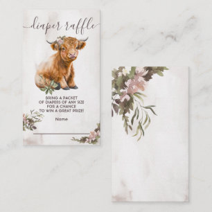 Highland cow floral Diaper Raffle Card