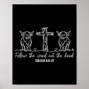 Highland Cow Follow The Word Not The Herd Farm Bib Poster