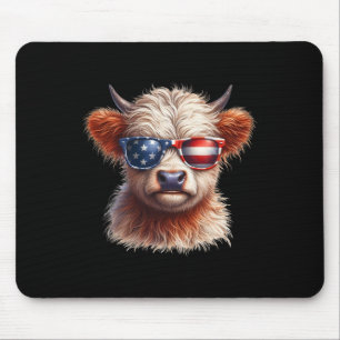 Highland Cow Fourth Of July Independence Day Usa Mouse Mat