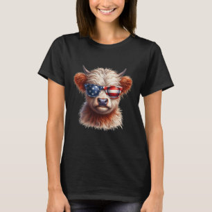 Highland Cow Fourth Of July Independence Day Usa T-Shirt