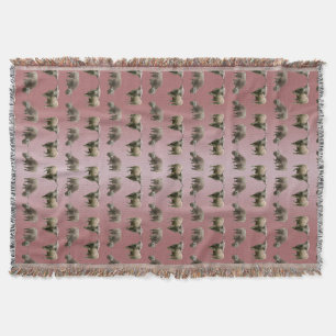 Highland Cow Frenzy Throw Blanket (Dusty Pink Mix)