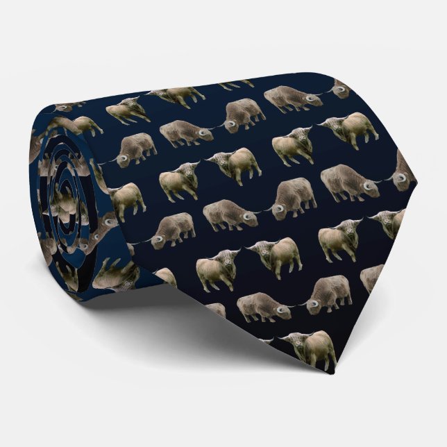 Highland Cow Frenzy Tie Double Sided (Navy Mix) (Rolled)