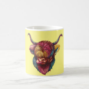 Highland Cow Funny Rainbow Head Design Coffee Mug