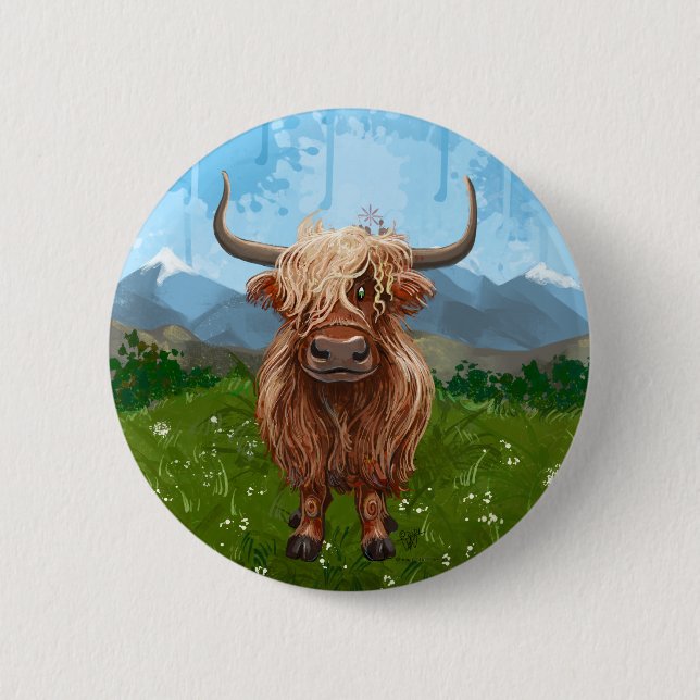Highland Cow Gifts & Accessories 6 Cm Round Badge (Front)