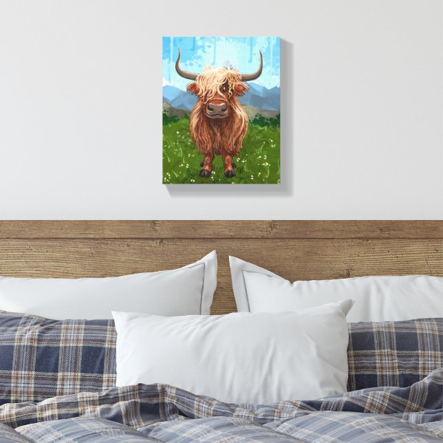 Highland Cow Gifts & Accessories Canvas Print (Insitu(Bedroom))
