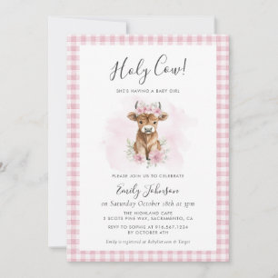 Highland Cow Girl Baby Shower Invitation