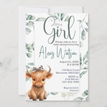 highland cow greenery baby shower
