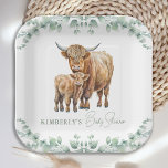 Highland Cow Greenery Boho Farm Animal Baby Shower Paper Plate<br><div class="desc">Celebrate the arrival of a new baby with our adorable baby shower party supplies featuring a highland cow and calf with boho greenery, sage and watercolor elements. The modern yet rustic design is perfect for a country or farm animal themed baby shower. Our baby shower party supplies include napkins, paper...</div>