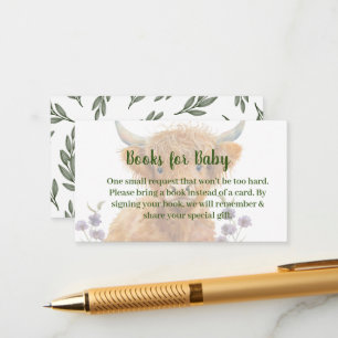 Highland Cow greenery books for baby Enclosure Card
