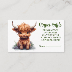 Highland Cow greenery diaper raffle Enclosure Card