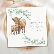 Highland Cow Greenery Farm Animals Baby Shower