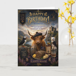 Highland Cow Haggis Whisky Birthday Card