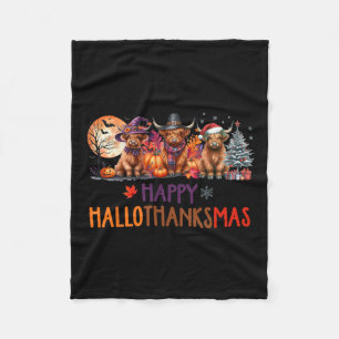 Highland Cow Halloween Christmas Thanksgiving Hall Fleece Blanket