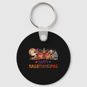 Highland Cow Halloween Christmas Thanksgiving Hall Key Ring