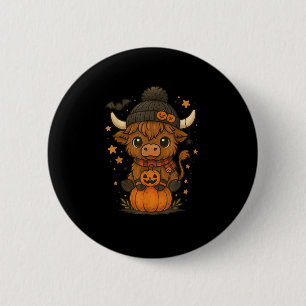 Highland Cow Halloween Cute Pumpkin  6 Cm Round Badge