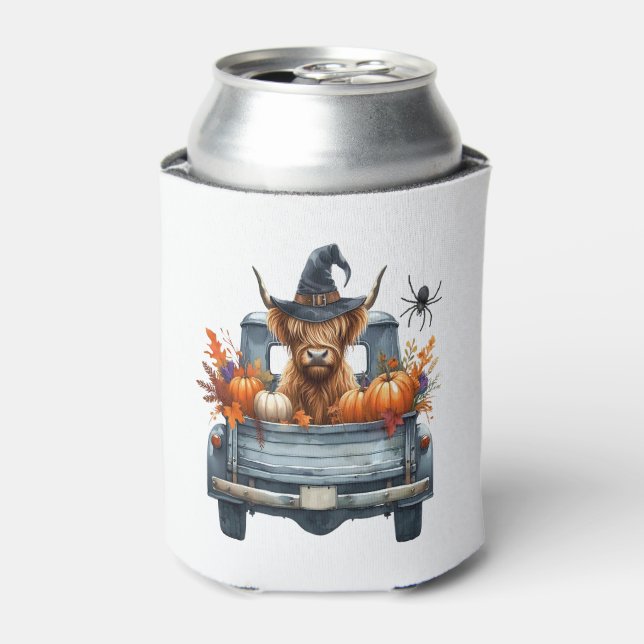Highland Cow Halloween Fall Can Cooler (Can Front)
