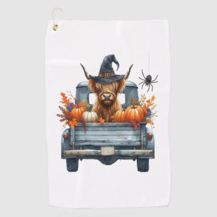 Highland Cow Halloween Fall Golf Towel