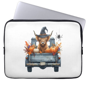 Highland Cow Halloween Fall Laptop Sleeve