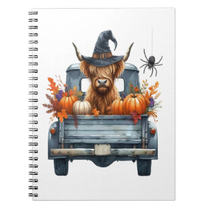 Highland Cow Halloween Fall Notebook
