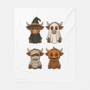 Highland Cow Halloween Funny Fall Spooky Fleece Blanket