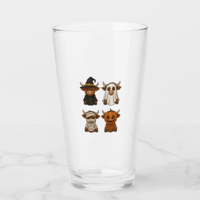 Highland Cow Halloween Funny Fall Spooky Glass (Front)