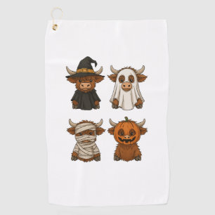 Highland Cow Halloween Funny Fall Spooky Golf Towel
