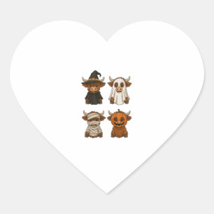 Highland Cow Halloween Funny Fall Spooky Heart Sticker