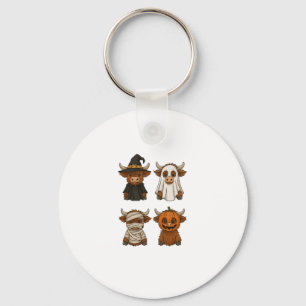 Highland Cow Halloween Funny Fall Spooky Key Ring