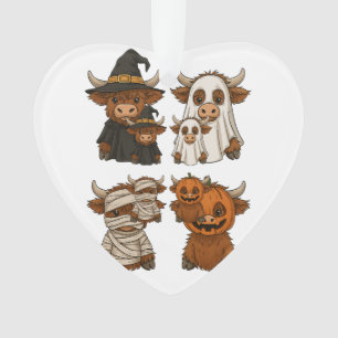 Highland Cow Halloween Funny Fall Spooky Ornament