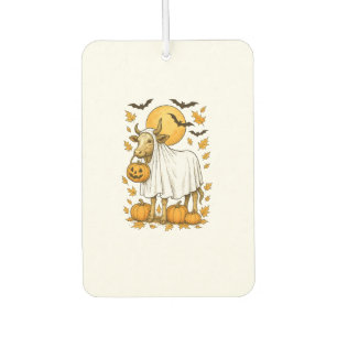 Highland Cow Halloween in Ghost Costume Car Air Freshener