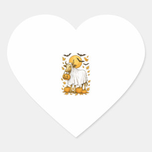 Highland Cow Halloween in Ghost Costume Heart Sticker