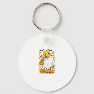 Highland Cow Halloween in Ghost Costume Key Ring