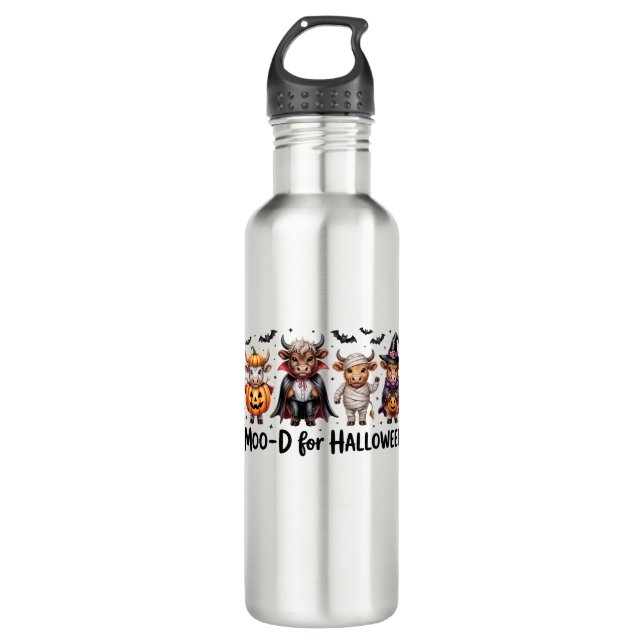 Highland Cow Halloween Spooky Season (2) 710 Ml Water Bottle (Front)