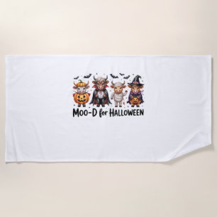 Highland Cow Halloween Spooky Season (2) Beach Towel