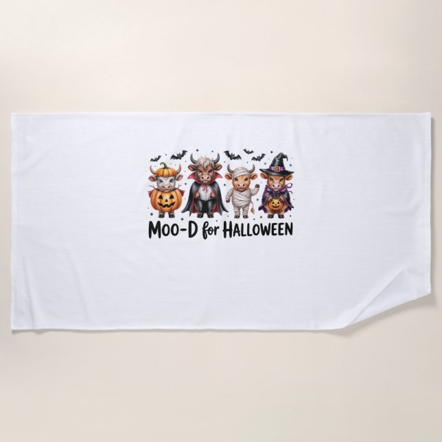 Highland Cow Halloween Spooky Season (2) Beach Towel (Front)
