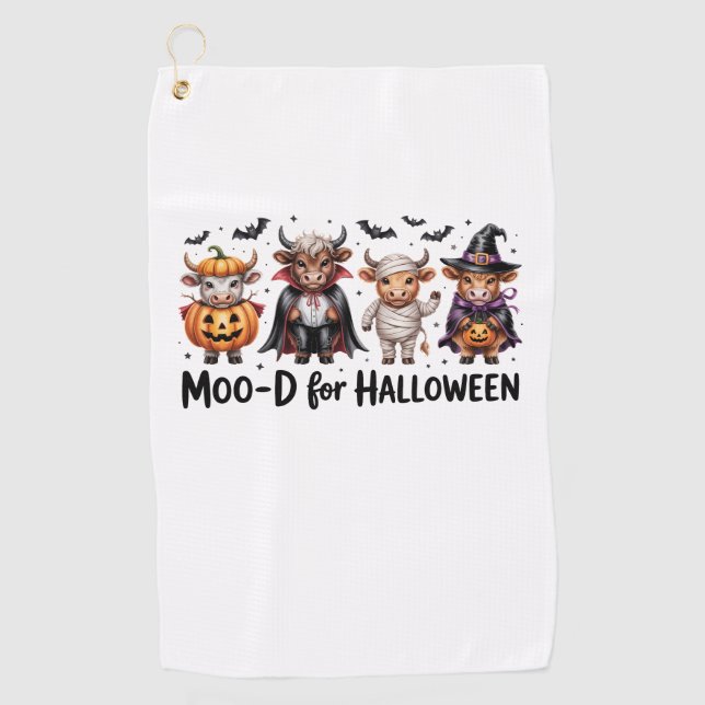 Highland Cow Halloween Spooky Season (2) Golf Towel (Front)