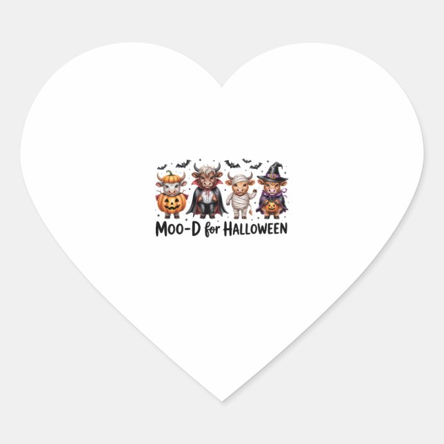 Highland Cow Halloween Spooky Season (2) Heart Sticker (Front)