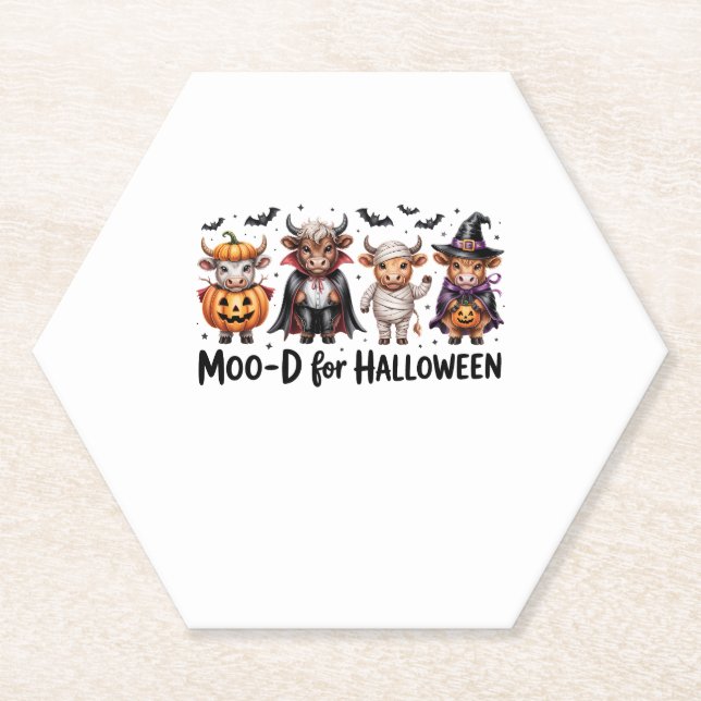 Highland Cow Halloween Spooky Season (2) Paper Coaster (Front)