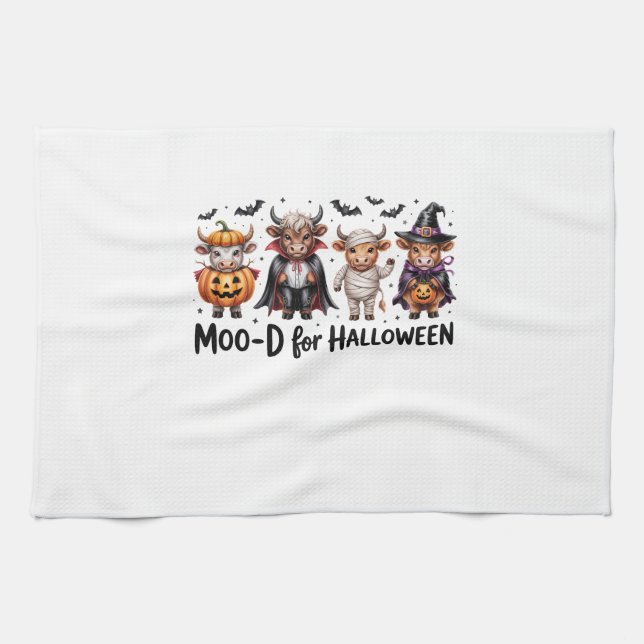 Highland Cow Halloween Spooky Season (2) Tea Towel (Horizontal)
