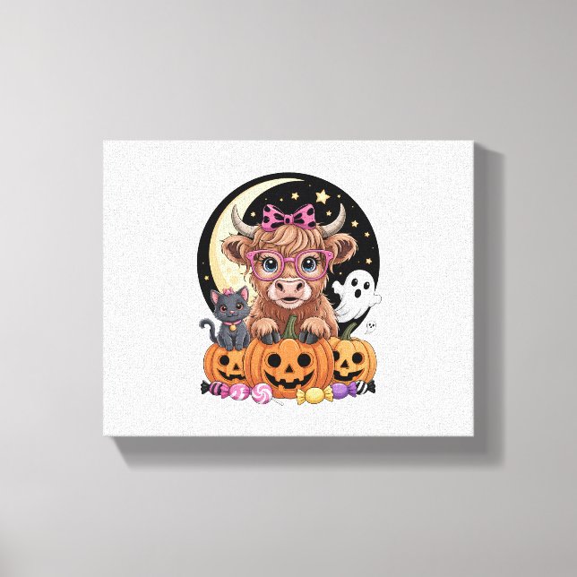 Highland Cow Halloween Spooky Season Canvas Print (Front)