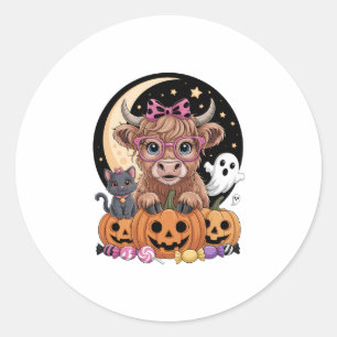 Highland Cow Halloween Spooky Season Classic Round Sticker