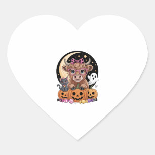 Highland Cow Halloween Spooky Season Heart Sticker