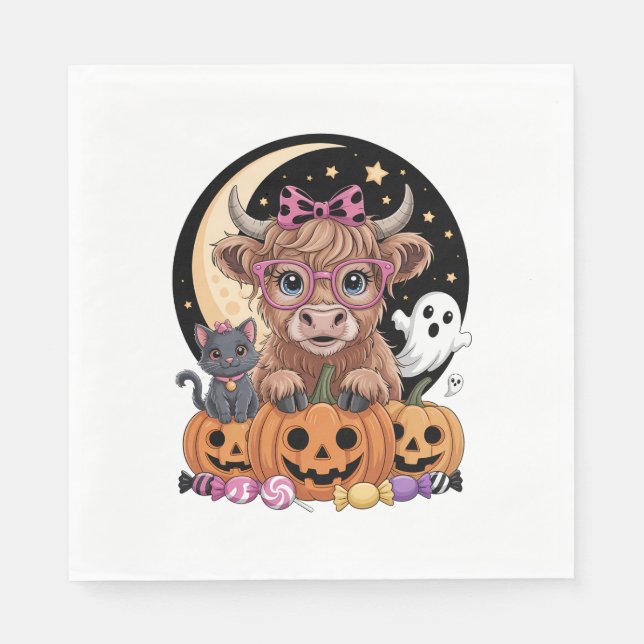 Highland Cow Halloween Spooky Season Napkin (Front)